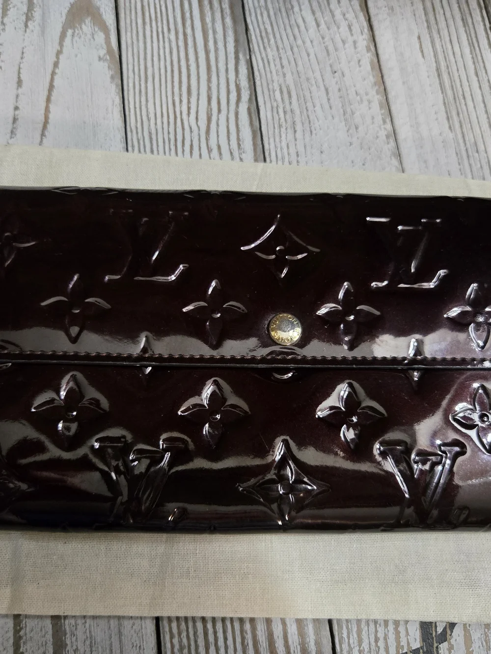 Louis Vuitton Vernis Patent Leather Wallet in Deep Burgundy